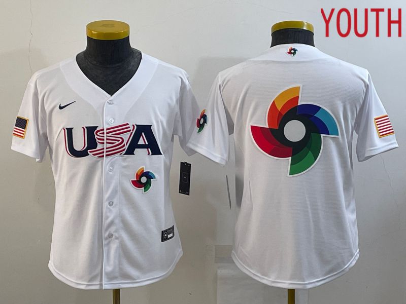 Youth 2023 World Cub USA Blank White Nike MLB Jersey2->women mlb jersey->Women Jersey
